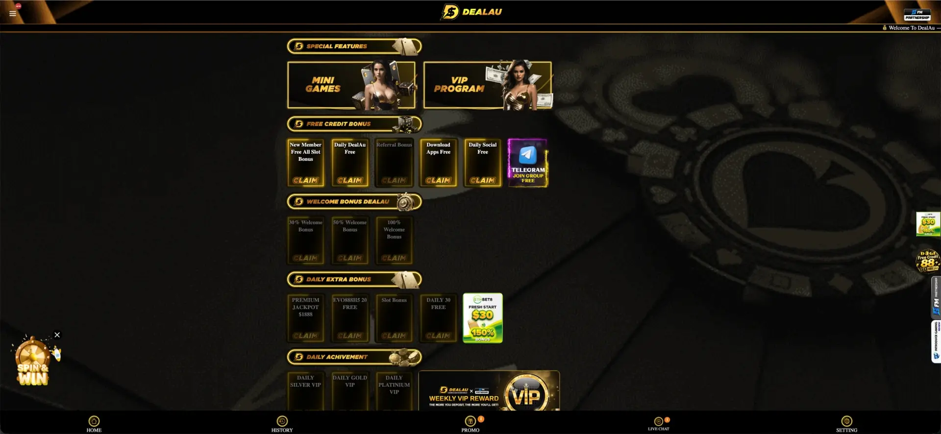 bonuses at Dealau Casino