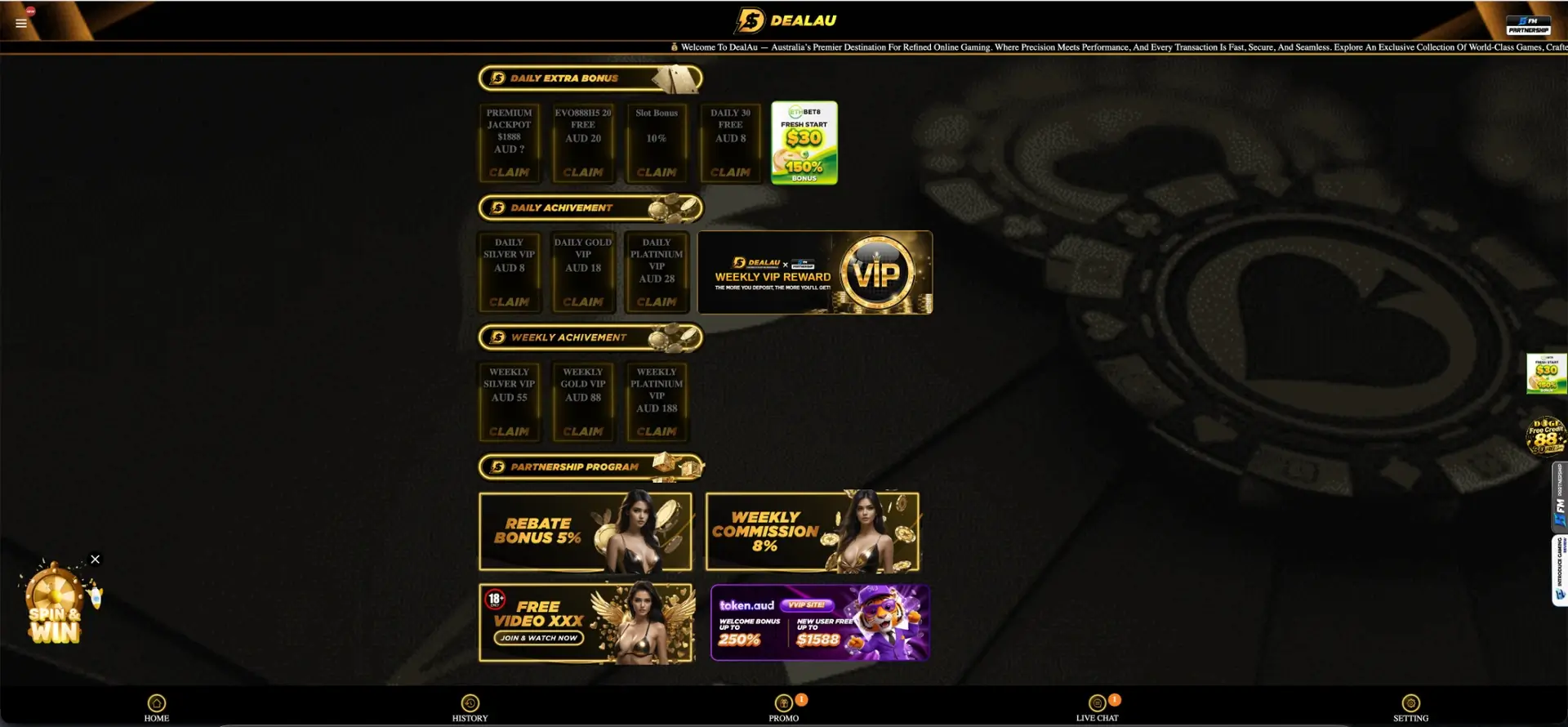 daily bonuses at Dealau Casino