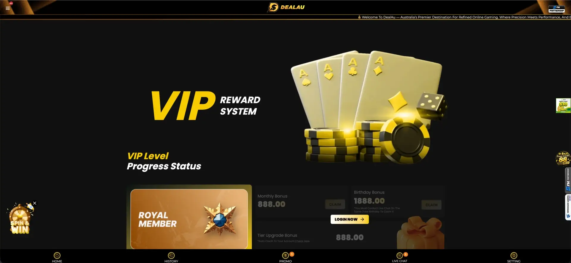 vip reward system at Dealau Casino
